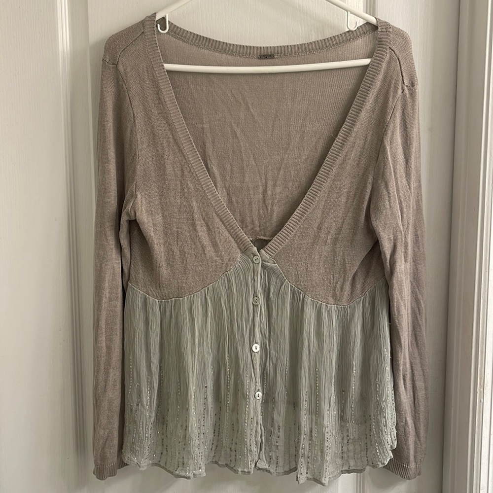 CHAN LUU LONG SWEATER CARDIGAN DUSTER WITH SEQUINS THROUGHOUT
